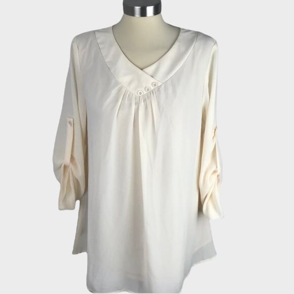 Miusey M Ivory Top Polyester Roll Tab Sleeves - Picture 1 of 11